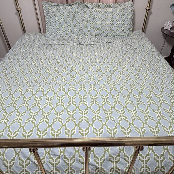 Pottery Barn Shay Trellis FULL QUEEN Duvet and Euro Shams - Picture 4 of 14